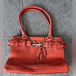 💥Flash Sale💥 COACH Hampton Coral Pebbled Leather Braided Carryall Satchel